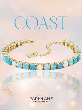 Park Lane 🩵 COAST Bracelet Genuine Opal Stones polished Gold tone Aqua Teal NWT